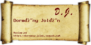 Dormány Jolán névjegykártya