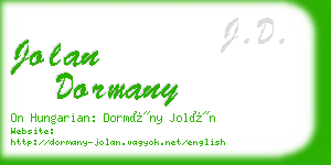 jolan dormany business card